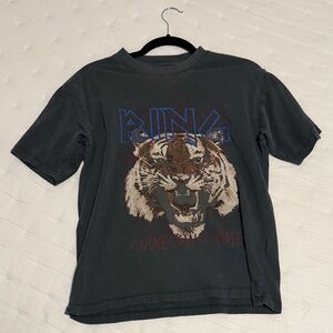 Anine Bing Dark Gray Tiger Graphic Tee